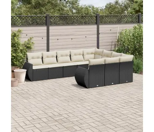 10-Daļīgs Dārza Dīvāna Komplekts, Matrači, Melna Pe Rotangpalma Vidaxl