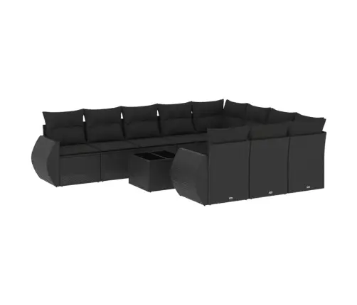 11-Daļīgs Dārza Dīvāna Komplekts, Matrači, Melna Pe Rotangpalma Vidaxl