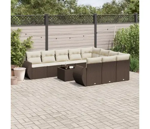 11-Daļīgs Dārza Dīvāna Komplekts, Matrači, Brūna Pe Rotangpalma Vidaxl