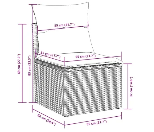 Sodo Komplektas Su Pagalvėlėmis, 10 Dalių, Pilkas, Poliratanas