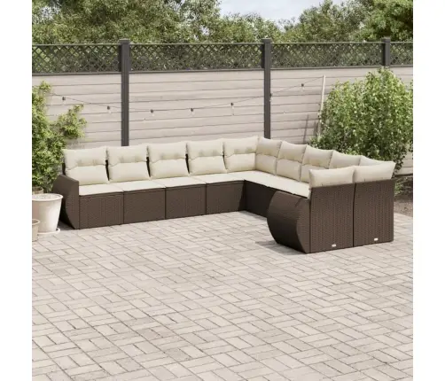 10-Osaline Aiadiivani Komplekt Patjadega, Pruun, Polürotang