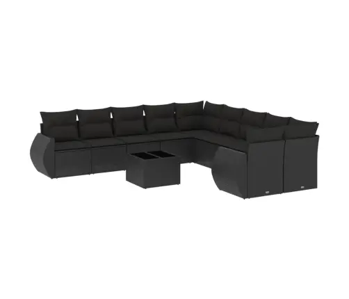 Sodo Komplektas Su Pagalvėlėmis, 11 Dalių, Juodas, Poliratanas