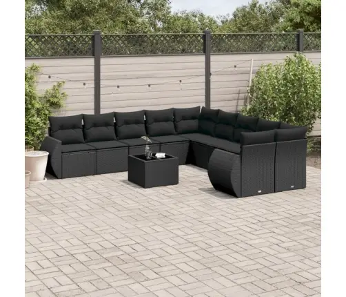 Sodo Komplektas Su Pagalvėlėmis, 11 Dalių, Juodas, Poliratanas