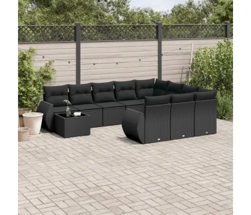 11-Daļīgs Dārza Dīvāna Komplekts, Matrači, Melna Pe Rotangpalma Vidaxl 11-Daļīgs Dārza Dīvāna Komplekts, Matrači, Melna Pe Rotangpalma Vidaxl
