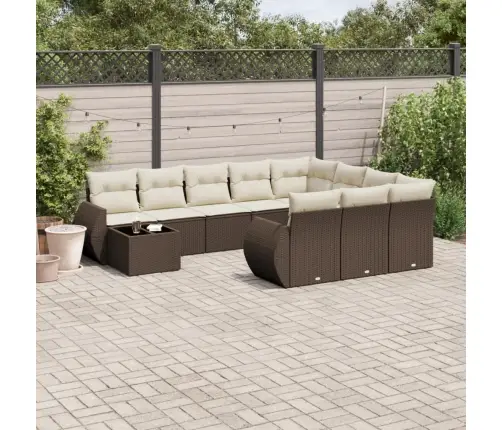 11-Daļīgs Dārza Dīvāna Komplekts, Matrači, Brūna Pe Rotangpalma Vidaxl