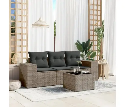 4-Osaline Aiamööbli Komplekt Patjadega, Hall, Polürotang