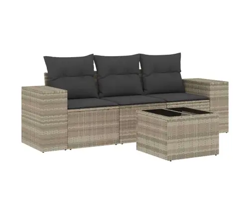 4-Osaline Aiamööblikomplekt Patjadega, Helehall, Polürotang