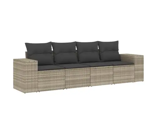 4-Daļīgs Dārza Dīvānu Komplekts,Matrači, Gaiši Pelēka Pe Pinums Vidaxl