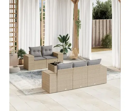 6-Osaline Aiadiivani Komplekt Patjadega, Beež, Polürotang