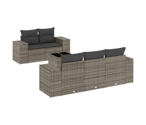 6-Daļīgs Dārza Dīvāna Komplekts Ar Matračiem, Pelēks Pe Pinums Vidaxl