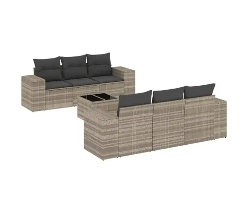 7-Osaline Aiamööblikomplekt Patjadega, Helehall, Polürotang