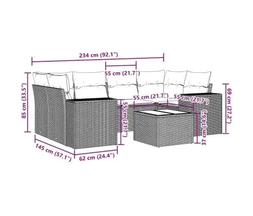 7-Daļīgs Dārza Dīvāna Komplekts,Matrači, Gaiši Pelēka Pe Pinums Vidaxl