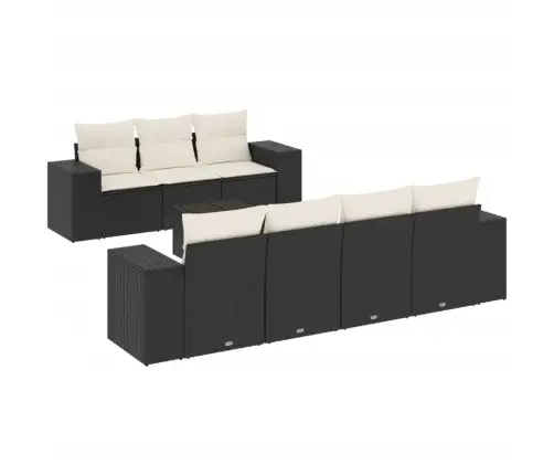 8-Daļīgs Dārza Dīvāna Komplekts, Matrači, Melna Pe Rotangpalma Vidaxl