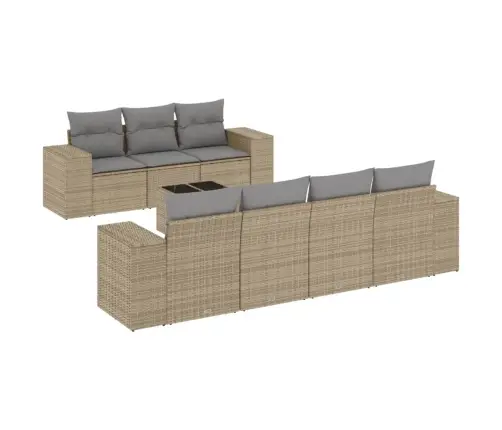 8-Daļīgs Dārza Dīvāna Komplekts, Matrači, Bēša Pe Rotangpalma Vidaxl