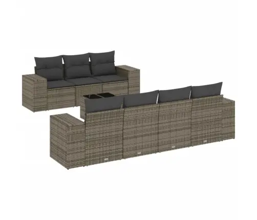 Sodo Komplektas Su Pagalvėlėmis, 8 Dalių, Pilkas, Poliratanas