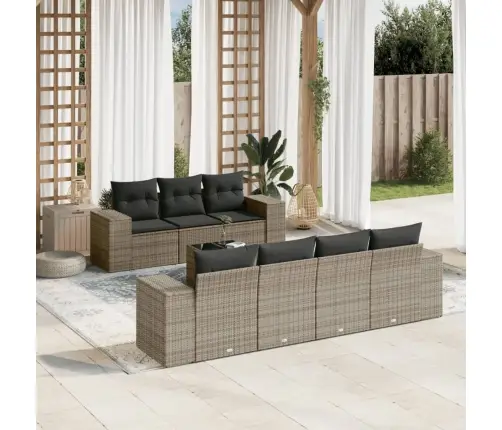 Sodo Komplektas Su Pagalvėlėmis, 8 Dalių, Pilkas, Poliratanas