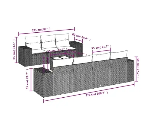 8-Daļīgs Dārza Dīvāna Komplekts,Matrači, Gaiši Pelēka Pe Pinums Vidaxl