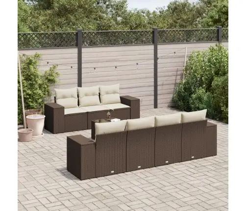 Sodo Komplektas Su Pagalvėlėmis, 8 Dalių, Rudas, Poliratanas