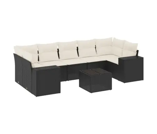 8-Daļīgs Dārza Dīvāna Komplekts, Matrači, Melna Pe Rotangpalma Vidaxl