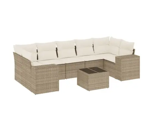 8-Daļīgs Dārza Dīvāna Komplekts, Matrači, Bēša Pe Rotangpalma Vidaxl