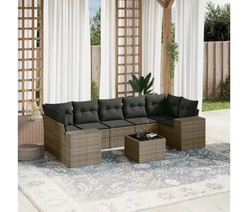 8-Daļīgs Dārza Dīvāna Komplekts Ar Matračiem, Pelēks Pe Pinums Vidaxl