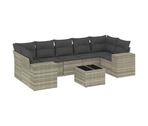 8-Daļīgs Dārza Dīvāna Komplekts,Matrači, Gaiši Pelēka Pe Pinums Vidaxl