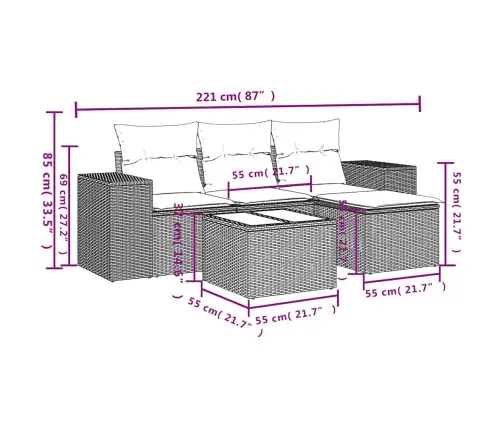 5-Daļīgs Dārza Dīvānu Komplekts,Matrači, Gaiši Pelēka Pe Pinums Vidaxl