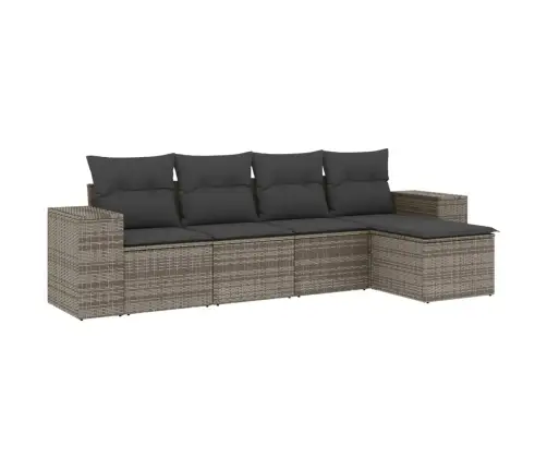 5-Daļīgs Dārza Dīvāna Komplekts Ar Matračiem, Pelēks Pe Pinums Vidaxl