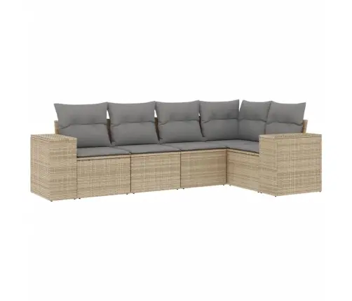 Sofos Komplektas Su Pagalvėlėmis, 5 Dalių, Smėlio, Poliratanas