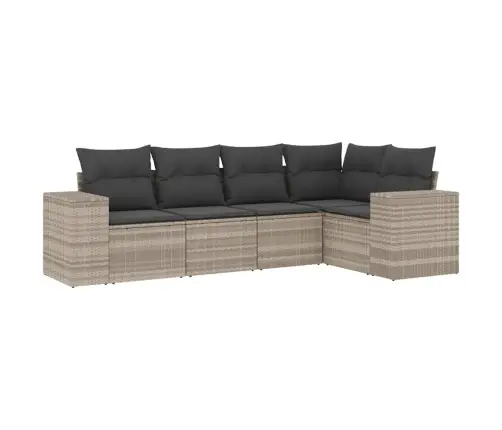 5-Osaline Aiamööblikomplekt Patjadega, Helehall, Polürotang