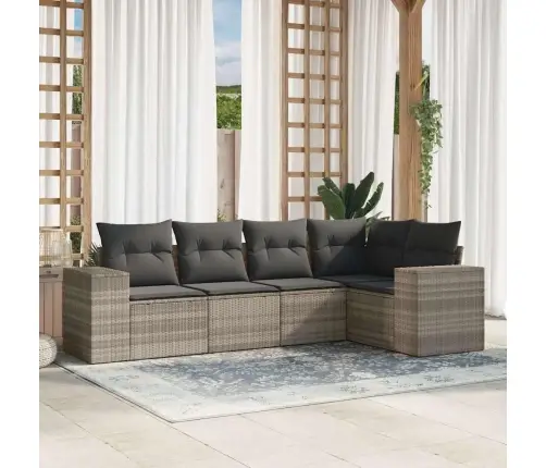 5-Osaline Aiamööblikomplekt Patjadega, Helehall, Polürotang