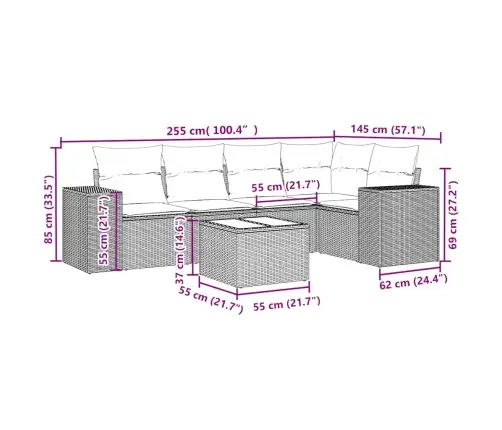 6-Daļīgs Dārza Dīvānu Komplekts,Matrači, Gaiši Pelēka Pe Pinums Vidaxl