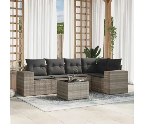 6-Daļīgs Dārza Dīvānu Komplekts,Matrači, Gaiši Pelēka Pe Pinums Vidaxl