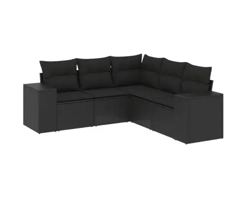 Sodo Komplektas Su Pagalvėlėmis, 5 Dalių, Juodas, Poliratanas