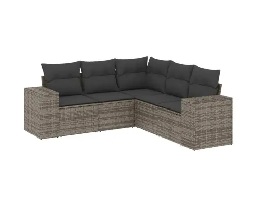 5-Osaline Aiamööblikomplekt Istmepatjadega, Polürotang, Hall