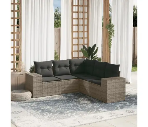 5-Osaline Aiamööblikomplekt Istmepatjadega, Polürotang, Hall