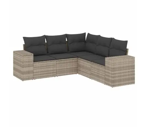 Sofos Komplektas Su Pagalvėlėmis, 5 Dalių, Pilkas, Poliratanas