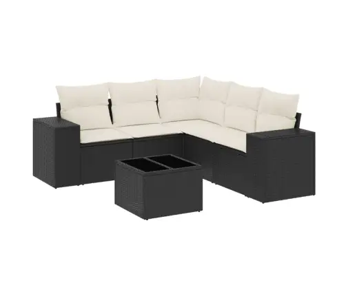 Sofos Komplektas Su Pagalvėlėmis, 6 Dalių, Juodas, Poliratanas