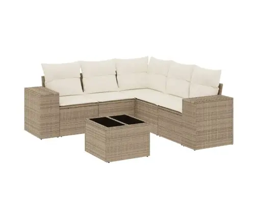 Sofos Komplektas Su Pagalvėlėmis, 6 Dalių, Smėlio, Poliratanas