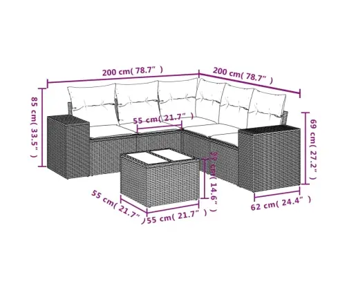Sofos Komplektas Su Pagalvėlėmis, 6 Dalių, Smėlio, Poliratanas