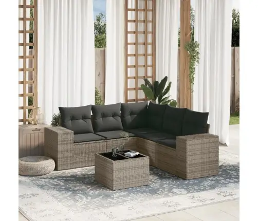 Sofos Komplektas Su Pagalvėlėmis, 6 Dalių, Pilkas, Poliratanas