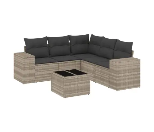 6-Daļīgs Dārza Dīvānu Komplekts,Matrači, Gaiši Pelēka Pe Pinums Vidaxl