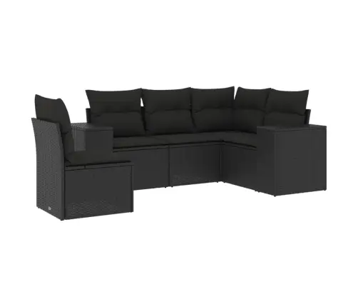 5-Osaline Aiadiivanikomplekt Patjadega, Must, Polürotang