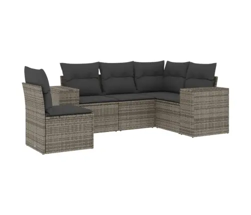 Sofos Komplektas Su Pagalvėlėmis, 5 Dalių, Pilkas, Poliratanas