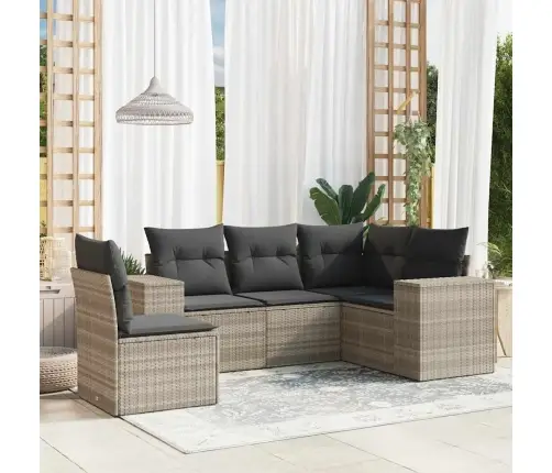 Sofos Komplektas Su Pagalvėlėmis, 5 Dalių, Pilkas, Poliratanas