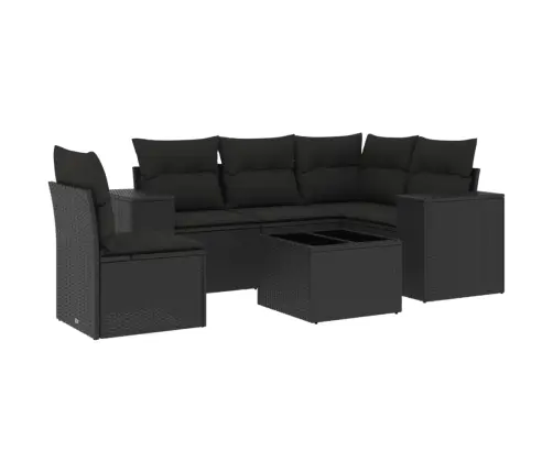 6-Daļīgs Dārza Dīvāna Komplekts, Matrači, Melna Pe Rotanpalma Vidaxl