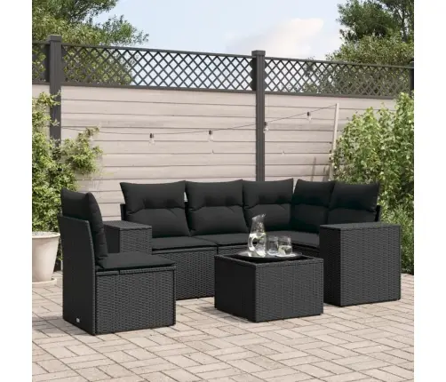 6-Daļīgs Dārza Dīvāna Komplekts, Matrači, Melna Pe Rotanpalma Vidaxl