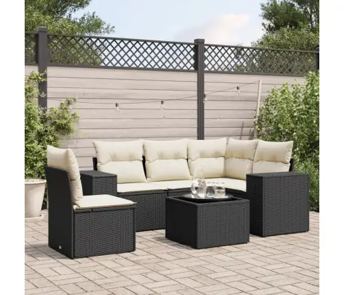 6-Daļīgs Dārza Dīvāna Komplekts, Matrači, Melna Pe Rotanpalma Vidaxl