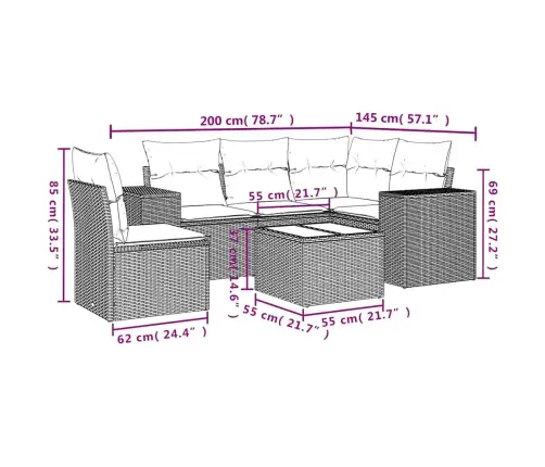 6-Daļīgs Dārza Dīvānu Komplekts,Matrači, Gaiši Pelēka Pe Pinums Vidaxl
