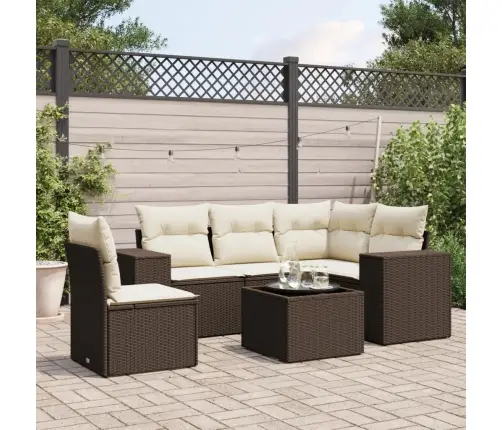 6-Osaline Aiamööblikomplekt Patjadega, Pruun, Polürotang